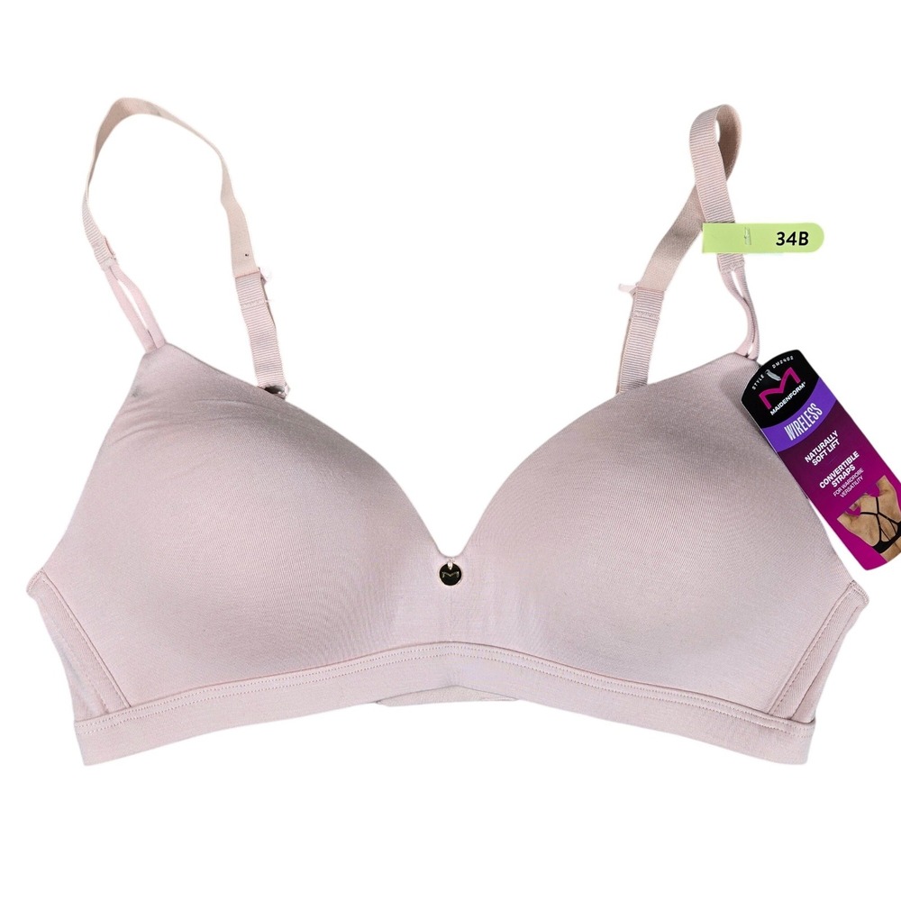 Maidenform Everyday Luxe Wireless T-Shirt Bra 34B Pink DM2402 Convertible Straps
